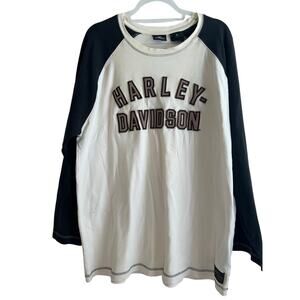 Harley Davidson 2 Toned Long Sleeved Shirt White/Blue Size XXL 2XL
